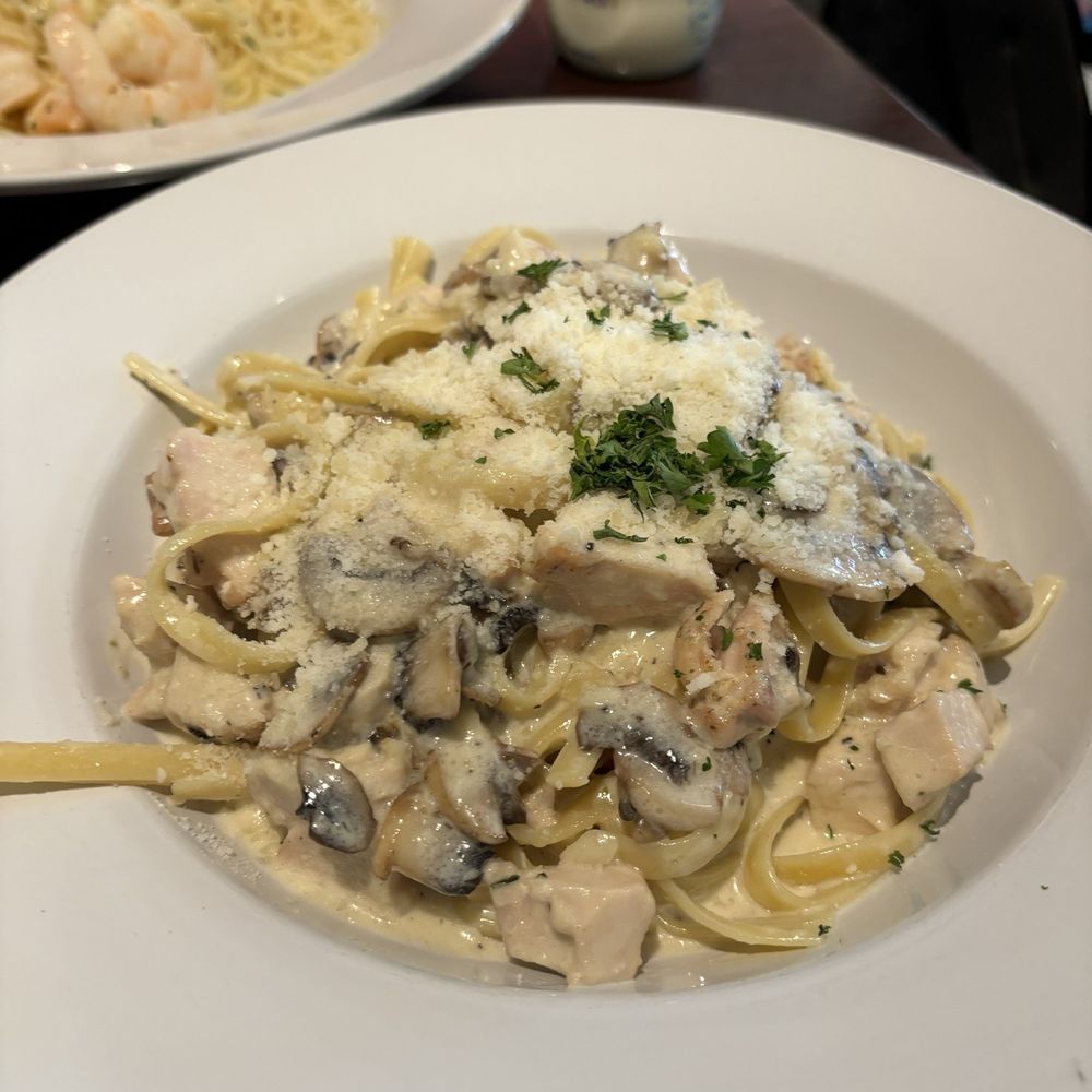 Sparky's Landing - Chicken Alfredo with mushrooms - Steakhouses Near Me - Mount Shasta, California Sparky's Landing - Chicken Alfredo with mushrooms - Steakhouses Near Me - Mount Shasta, California