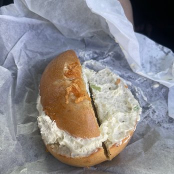 Bagels Plus - Asiago bagel with bacon chive cream cheese - Bagels Near Me - Tampa, Florida Bagels Plus - Asiago bagel with bacon chive cream cheese - Bagels Near Me - Tampa, Florida