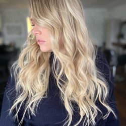 Trio Salon - Stunning blonde plus one row of extensions. Work done by stylist Kaylee Pooley