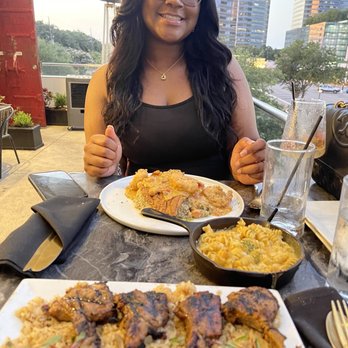 Prey - Lazy Cat dish w side of Mac n Cheese Jerk Lamb Chops over a bed of fried rice - Cajun/Creole Near Me - Houston, Texas Prey - Lazy Cat dish w side of Mac n Cheese Jerk Lamb Chops over a bed of fried rice - Cajun/Creole Near Me - Houston, Texas