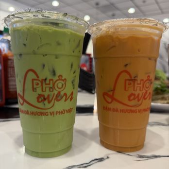 Pho Lovers 4 - Iced Thai Tea (green & regular) Large - Vietnamese Near Me - Rowland Heights, California Pho Lovers 4 - Iced Thai Tea (green & regular) Large - Vietnamese Near Me - Rowland Heights, California