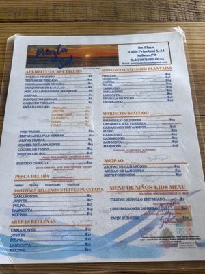 Menu photo 2 La Puerta al Sol Salinas, PR