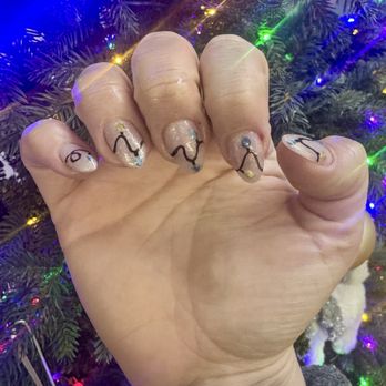 Bebe Nails 2 - Acrylic overlay manicure with gel polish cat eye Christmas strand light design - Nail Technicians Near Me - Oakland, California Bebe Nails 2 - Acrylic overlay manicure with gel polish cat eye Christmas strand light design - Nail Technicians Near Me - Oakland, California