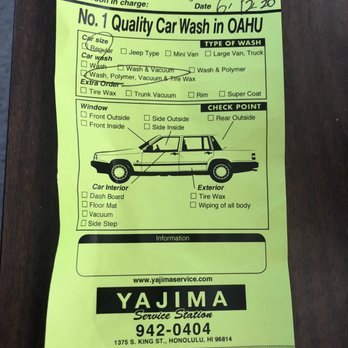 Yajima Service Station - The worker marked that I wanted everything done! - Gas Stations Near Me - Honolulu, Hawaii Yajima Service Station - The worker marked that I wanted everything done! - Gas Stations Near Me - Honolulu, Hawaii