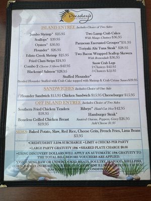Menu photo 4 Pressley's At the Marina Edisto Island, SC