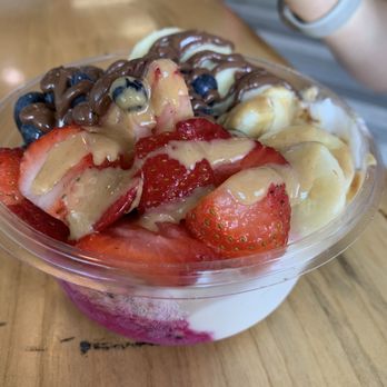 Playa Bowls - Coco Berry  -Add Pitaya- Remove Honey -Granola  -Strawberries, Blueberries, Banana -Half Peanut Butter- Nutella - Juice Bars & Smoothies Near Me - Durham, North Carolina
