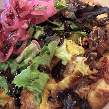 Timber Stone Grill - Flatbread with pickled onions. - New American Near Me - Hammondsport, New York Timber Stone Grill - Flatbread with pickled onions. - New American Near Me - Hammondsport, New York