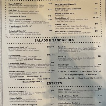 Fireside - Menu - New American Near Me - Portland, Oregon