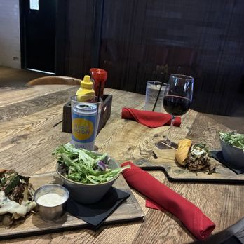Happiest Hour - Steak sandwich with side salad-split - Cocktail Bars Near Me - Dallas, Texas