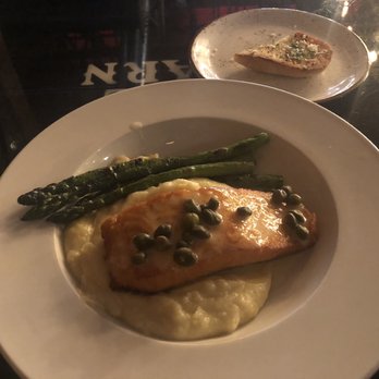 The Barn - Salmon over Mashed Potatoes with Asparagus - Italian Near Me - Ramona, California The Barn - Salmon over Mashed Potatoes with Asparagus - Italian Near Me - Ramona, California