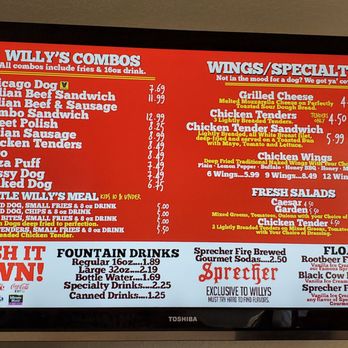 Willy's Wieners - Menu- Willy's Combos and specialties - Hot Dogs Near Me - Kissimmee, Florida