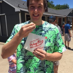 Pokey O's Cookies & Ice Cream - My husband enjoying his tasty treat! Vanilla with the white chocolate macadamia