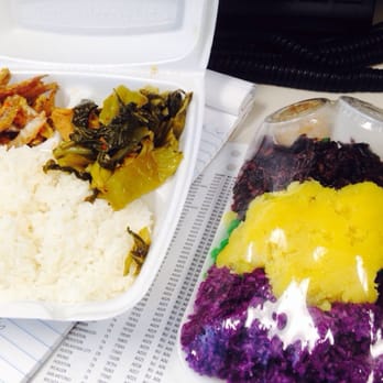 Lucky 9 - My awesome to go lunch from Lucky 9! Caramelized anchovies, stir fried tofu w pickled cabbage, and some fresh made sticky rice! - Vietnamese Near Me - Houston, Texas