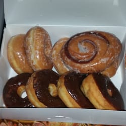 K Donuts - Delicious doughnuts and a cinnamon roll!!
