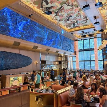 Sexy Fish Miami - Viewed the main dining area from the first landing, heading up towards the bathrooms - Seafood Near Me - Miami, Florida Sexy Fish Miami - Viewed the main dining area from the first landing, heading up towards the bathrooms - Seafood Near Me - Miami, Florida