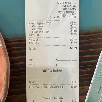 La Casita De Martin - a receipt for a pizza - Mexican Near Me - Grove, Oklahoma