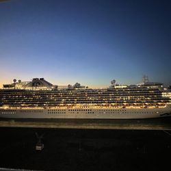 Port of Victoria - Crown Princess from our balcony on Norwegian Bliss