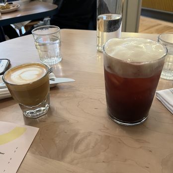 Bread & Friends - Cortado (left) and Baker's Hours (right - NYE mocktail) - Bakeries Near Me - Portland, Maine