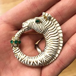 Sell to Seth - A David Webb Zebra Enamel Brooch. Let Seth help you sell your David Webb jewelry.