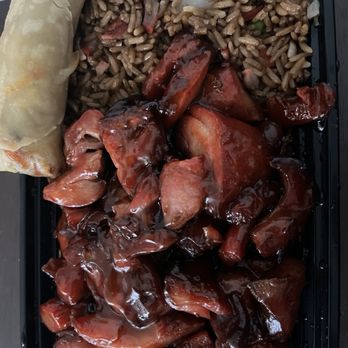 Hunan Wok - Bourbon chicken, pork fried rice and spring roll - Chinese Near Me - Dania Beach, Florida Hunan Wok - Bourbon chicken, pork fried rice and spring roll - Chinese Near Me - Dania Beach, Florida