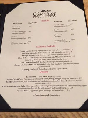 Menu photo 5 Coach Stop Hartland, CT