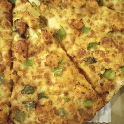 Popular Pizza - Large pizza, butter chicken (counts as 2 toppings) and green peppers. $19 walk-in special. Comes with a dip.