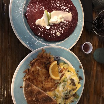 Blue Moon Too - RED VELVET pancakes and 3 cheese omelette with sausage, spinach, green peppers and onions. - Cafes Near Me - Baltimore, Maryland Blue Moon Too - RED VELVET pancakes and 3 cheese omelette with sausage, spinach, green peppers and onions. - Cafes Near Me - Baltimore, Maryland