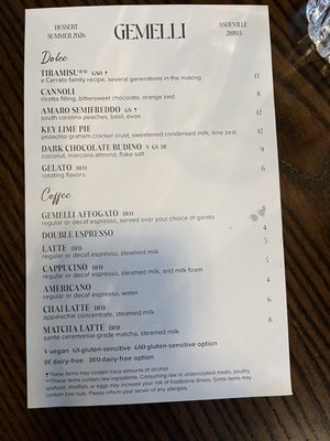 Menu photo 5 Gemelli Restaurant Asheville, NC