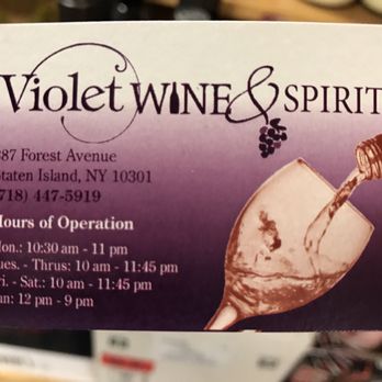 Violet Wine & Spirit - Their business card, don't get it confused with the liquor store half a block down. - Beer, Wine & Spirits Near Me - Staten Island, New York Violet Wine & Spirit - Their business card, don't get it confused with the liquor store half a block down. - Beer, Wine & Spirits Near Me - Staten Island, New York