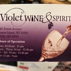 Violet Wine & Spirit - Their business card, don't get it confused with the liquor store half a block down.
