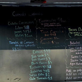 El Culichi Camarones - Hot side menu. There's also a cold side - Food Trucks Near Me - La Puente, California El Culichi Camarones - Hot side menu. There's also a cold side - Food Trucks Near Me - La Puente, California