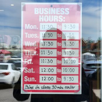 Chilli Chicken House - a business hours sign - Hakka Near Me - Brampton, Ontario