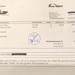 Pro - Idee GmbH & Co. KG - Die Rechnung. The invoice.