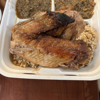 Lauras Two - Stuffed turkey wings, rice, gravy and okra. - Soul Food Near Me - Lafayette, Louisiana