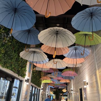 South Coast Beer Project - Indoor hanging umbrella hallway - Beer Gardens Near Me - Myrtle Beach, South Carolina