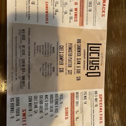 Lucius Q - Menu from Pendleton location 1/29/25.