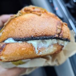 Big City Bagels and Subs - Cheesy hashbrown bagel with onion and chive schmear