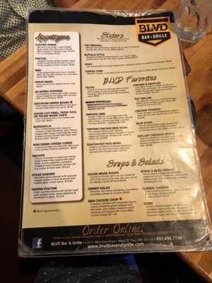 Menu photo 2 BLVD Tavern West St Paul, MN