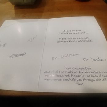 Ark Animal Care - A wonderful sympathy card from some wonderful people! - Veterinarians Near Me - Stayton, Oregon Ark Animal Care - A wonderful sympathy card from some wonderful people! - Veterinarians Near Me - Stayton, Oregon