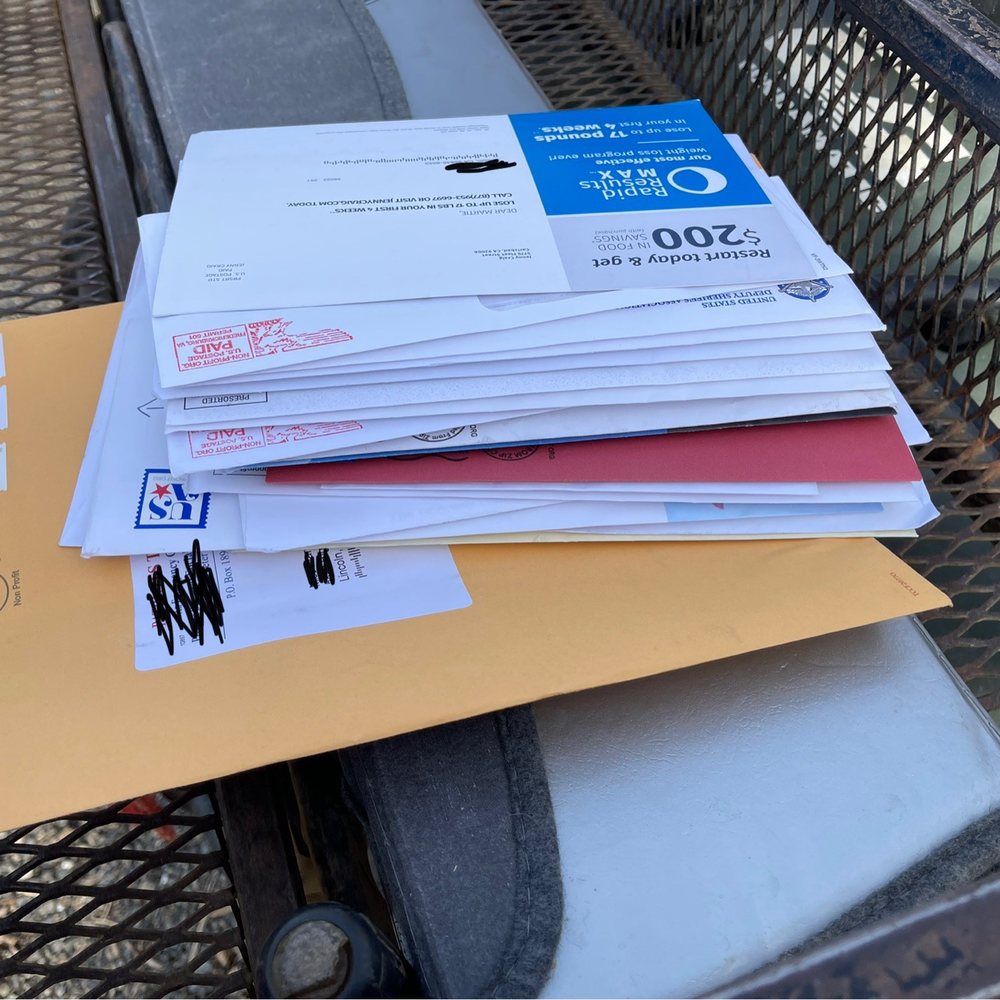 ONE day's mail delivery. NONE of this is mine. ONE day's mail delivery. NONE of this is mine.