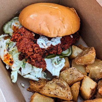 Wursthall - Kenji's Korean Hot chicken sandwich - German Near Me - San Mateo, California