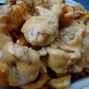 3 Brothers Kitchen - Shrimp n' Garlic Curly Fries - Grilled Butter Seasoned Shrimp served over Garlic Tossed Seasoned Curly Fries w/ MayoChipotle - Food Trucks Near Me 3 Brothers Kitchen - Shrimp n' Garlic Curly Fries - Grilled Butter Seasoned Shrimp served over Garlic Tossed Seasoned Curly Fries w/ MayoChipotle - Food Trucks Near Me