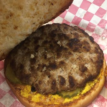Hank's Hamburgers - Single Burger (mustard and pickle only) - Fast Food Near Me - Tulsa, Oklahoma