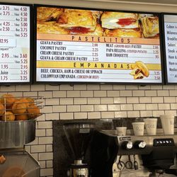 Tulipan Bakery - Oranges for fresh orange juice, menu, and espresso machine.