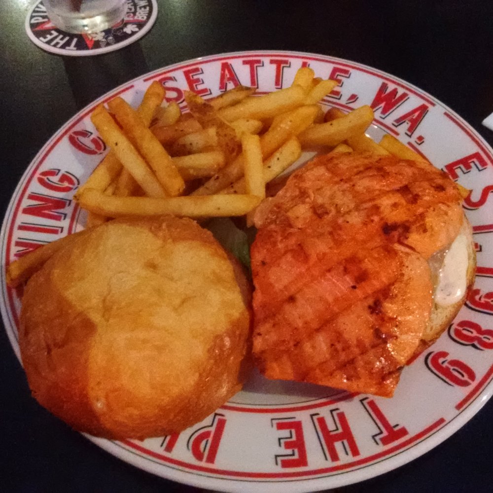 Pike Brewing Company - King Salmon Burger, cook to perfection. - Brewpubs Near Me - Seattle, Washington Pike Brewing Company - King Salmon Burger, cook to perfection. - Brewpubs Near Me - Seattle, Washington