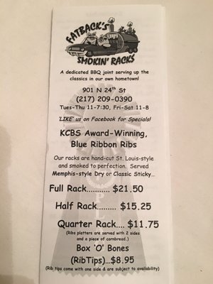 Menu photo 4 Fatbacks BBQ Quincy, IL
