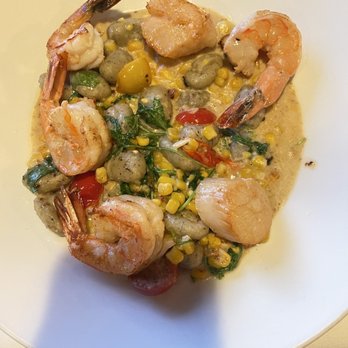 Chart House - Shrimp and scallops with spinach gnocci and cream corn sauce - Seafood Near Me - Stateline, Nevada