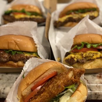 Shake Shack Westbury - Chick' N Shack w/ herb Mayo + tomato added + some Shack Burgers - Burgers Near Me - Garden City, New York Shake Shack Westbury - Chick' N Shack w/ herb Mayo + tomato added + some Shack Burgers - Burgers Near Me - Garden City, New York