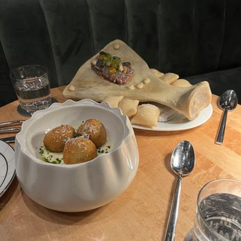 Ummo - 3 cheese arancini and steak tartare - Italian Near Me - Chicago, Illinois Ummo - 3 cheese arancini and steak tartare - Italian Near Me - Chicago, Illinois