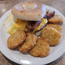 Food - Sandwich , All-American Scrambler w/bacon and potato cakes